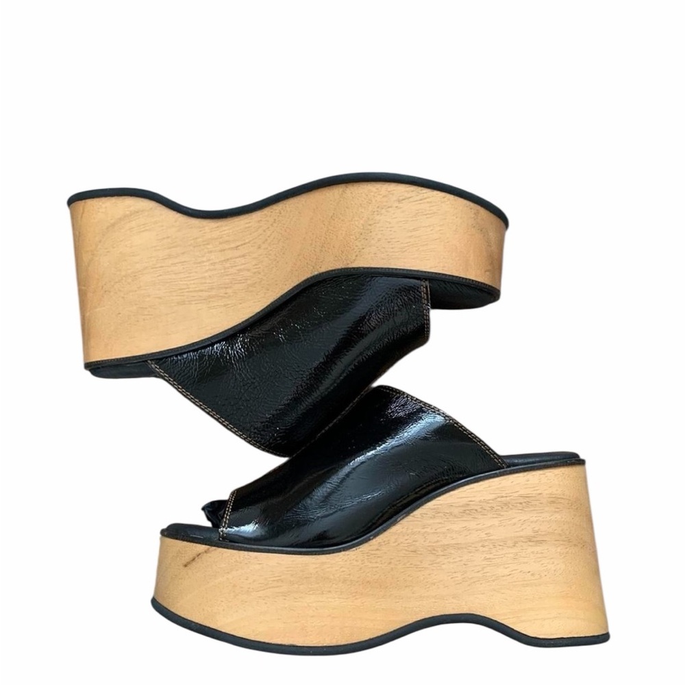 💗 NEW NWT FREE PEOPLE Gabriela Black Patent Leather Clogs Size 11 Boho Festival